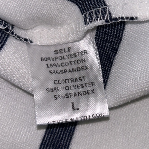 Anthropologie Lumiere White Navy Blue Stripe Strapless A-line Knit Midi Dress  L - Picture 9 of 11